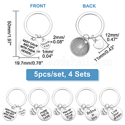 4 Sets Thanksgiving Theme Alloy Flat Round Keychain&nbsp;KEYC-PH0001-78