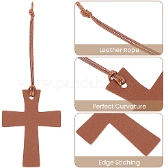4Pcs Cross PU Leather Pendant Bookmark&nbsp;AJEW-CL0003-08