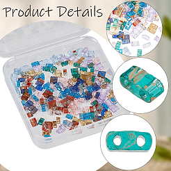 315Pcs 9 Colors 2-Hole Transparent Glass Seed Beads&nbsp;SEED-PA0001-40