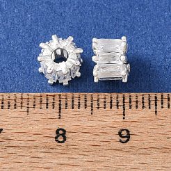 Brass Micro Pave Cubic Zirconia European Beads&nbsp;KK-C157-09D-S
