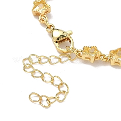 Star Brass Pave Cubic Zirconia Link Chain Bracelets for Women&nbsp;BJEW-P385-03G-07