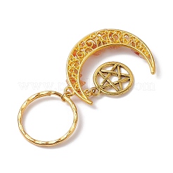 7Pcs 7 Styles Chakra Theme Moon & Star Alloy Gemstone Keychain&nbsp;KEYC-JKC00966