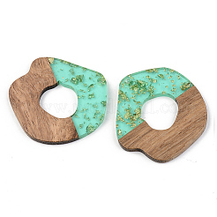 Transparent Resin & Walnut Wood Pendants&nbsp;RESI-S389-050A-B02