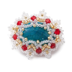 Handmade Glass Seed Beaded Oval Brooches for Women&nbsp;JEWB-MZ00004