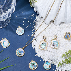 8Pcs 8 Styles Alloy Enamel Pendants&nbsp;ENAM-SC0007-44