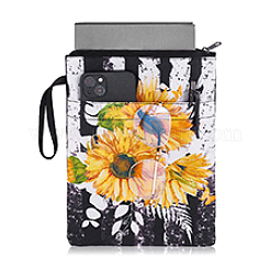 Sunflower Print Polyester Book Storage Zipper Bags&nbsp;ABAG-WH0046-31