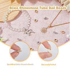 16Pcs 4 Style Brass Micro Pave Cubic Zirconia Tube Bails&nbsp;KK-FH0007-20