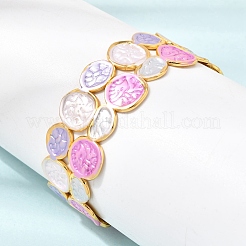 304 Stainless Steel Enamel Flat Round Open Cuff Bangles for Women&nbsp;SA-CBA1A30-03A-G