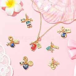 7Pcs 7 Styles Brass Enamel Airplane European Dangle Charms&nbsp;KK-CJ0004-10