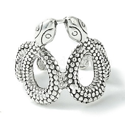 Double Snake Alloy Open Cuff Rings&nbsp;RJEW-K275-84AS