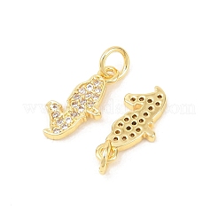 Brass Micro Pave Clear Cubic Zirconia Pendants&nbsp;KK-F931-32G