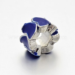 Alloy Enamel Flat Round Large Hole European Beads&nbsp;MPDL-M031-02