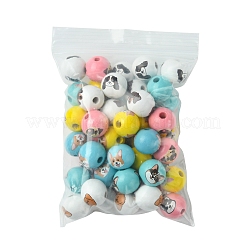 50Pcs 10 Colors Wood European Beads&nbsp;WOOD-FS0001-26