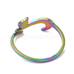 Ion Plating(IP) 304 Stainless Steel Cat Adjustable Ring for Women&nbsp;RJEW-M149-34RC