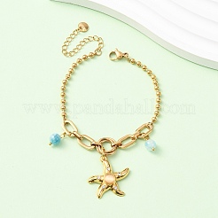 Starfish 304 Stainless Steel Charm Bracelets&nbsp;BJEW-C135-02G