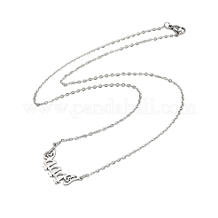 201 Stainless Steel Number 444 with Butterfly Wings Pendant Necklaces&nbsp;NJEW-P332-01B-P
