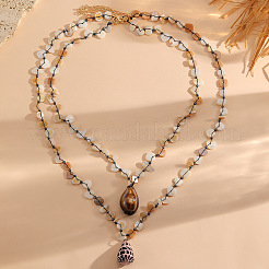 Natural Shell Pendant Double Layer Necklaces for Women&nbsp;WG62FB0-01