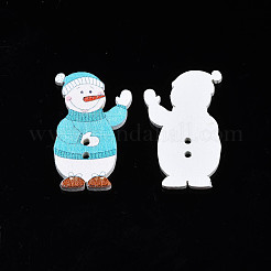Christmas 2-Hole Spray Painted Maple Wooden Buttons&nbsp;WOOD-N005-47