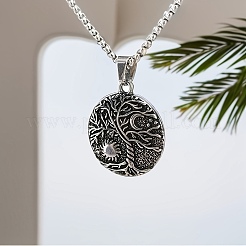 Retro Stainless Steel Box Chain Tree of Life Pendant Necklaces for Men&nbsp;PW-WGB21EA-01