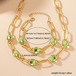 Alloy Plastic Flat Round Link Chain Necklaces & Bracelets Sets&nbsp;FS-WG92727-01