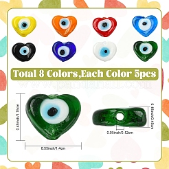 40Pcs 8 Colors Handmade Evil Eye Lampwork Beads Strands&nbsp;LAMP-YW0004-27