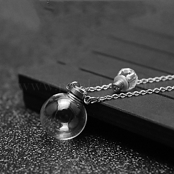 Glass Round Perfume Bottle Necklaces&nbsp;PW-WG68673-01