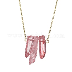 7Pcs 7 Color Dyed Natural Crackle Quartz Crystal Irregular Bullet Pendant Necklaces Set&nbsp;NJEW-JN04630