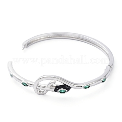Cubic Zirconia Snake Hinged Bangle with Enamel&nbsp;BJEW-G673-03P