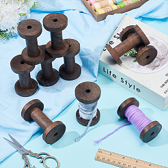 10Pcs Wooden Empty Spools&nbsp;WOOD-GO0001-25