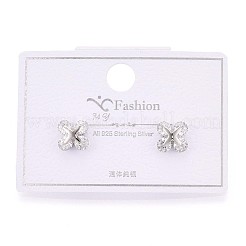 925 Sterling Silver Micro Pave Clear Cubic Zirconia Clover Stud Earrings&nbsp;STER-N016-80P