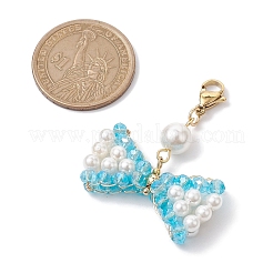 Bowknot Shell Pearl & Glass Pendants Decorations&nbsp;HJEW-TA00218