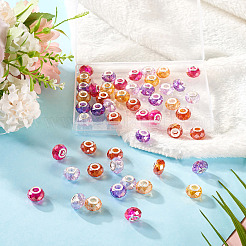 50Pcs 5 Colors Baking Paint Transparent Glass European Beads&nbsp;GPDL-SW0001-01