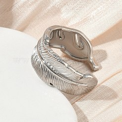304 Stainless Steel Cuff Open Rings for Women&nbsp;RJEW-L341-03B-P
