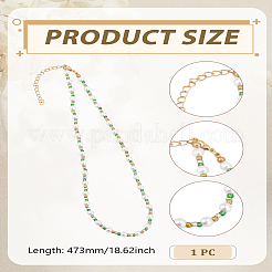 1Pc Glass Seed Beads & Glass Pearl Round Beaded Necklaces&nbsp;NJEW-LP0007-32