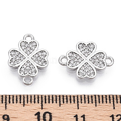 Brass Micro Pave Clear Cubic Zirconia Connector Charms&nbsp;KK-E068-VB338-P