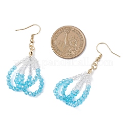 304 Stainless Steel Glass Flower Dangle Earrings&nbsp;EJEW-JE06721