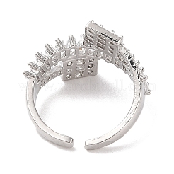 Brass Micro Pave Cubic Zirconia Open Cuff Rings&nbsp;RJEW-K263-22P