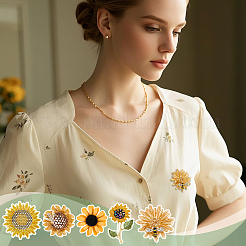 5Pcs 5 Styles Sunflower Alloy Rhinestone Lapel Pins for Backpack Clothes&nbsp;JEWB-OC0001-05