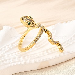 Brass Micro Pave Cubic Zirconia Cuff Rings&nbsp;RJEW-D308-03G-B