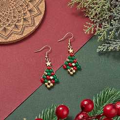 Christmas Tree Dyed Natural Malaysia Jade Dangle Earrings&nbsp;EJEW-JE05190