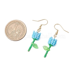 Grade A Round Glass Seed Beads Flower Dangle Earrings&nbsp;EJEW-MZ00451-05