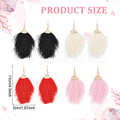4 Pairs 4 Colors Polyester Tassel Dangle Earrings&nbsp;EJEW-AN0002-13
