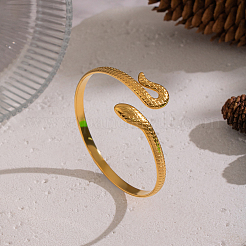 Snake Shaped 304 Stainless Steel Open Cuff Bangles for Women&nbsp;QJ2255