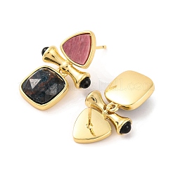 Ion Plating(IP) Natural Apatite and Natural Rhodonite Stud Earring Findings&nbsp;EJEW-U014-01B