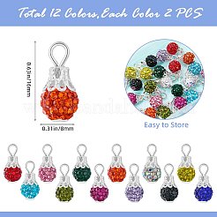 24Pcs 12 Colors Handmade Polymer Clay Rhinestone Pendants&nbsp;PALLOY-SW0026-02