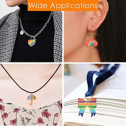 14Pcs 7 Shapes Rainbow Style Printed Acrylic Glitter Powder Pendants&nbsp;OACR-CJ0001-93