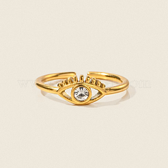Adjustable 304 Stainless Steel with Cubic Zirconia Cuff Open Rings for Women&nbsp;DT5559