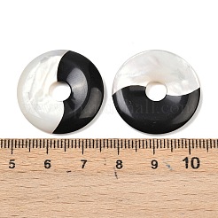 Natural Black Onyx(Dyed & Heated) with Natural White Shell Pendants&nbsp;SSHEL-B006-10