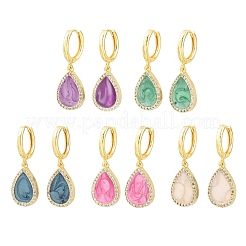 Brass Micro Pave Cubic Zirconia Hoop Dangle Earrings&nbsp;KK-CBA8324-11G