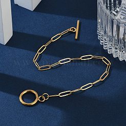 Ion Plating(IP) 304 Stainless Steel Paperclip Chain Bracelets&nbsp;BJEW-O186-02G